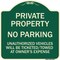 Signmission Private Property No Parking Unauthorized Vehicles Will Be Ticketed Towed at Owners E, G-1818-23246 A-DES-G-1818-23246 - alternate 1
